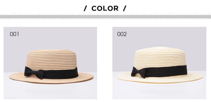 Ladybro Summer Women Boater Beach Hat Female Casual Panama Hat Lady Brand Classic Bowknot Straw Flat Sun Hat Women Fedora