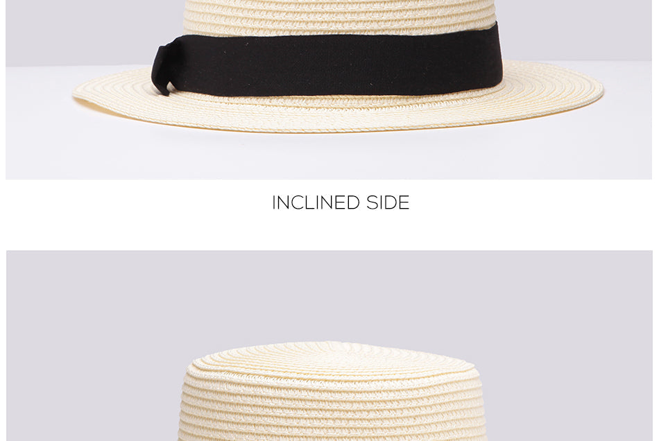 Ladybro Summer Women Boater Beach Hat Female Casual Panama Hat Lady Brand Classic Bowknot Straw Flat Sun Hat Women Fedora