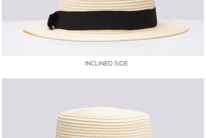 Ladybro Summer Women Boater Beach Hat Female Casual Panama Hat Lady Brand Classic Bowknot Straw Flat Sun Hat Women Fedora