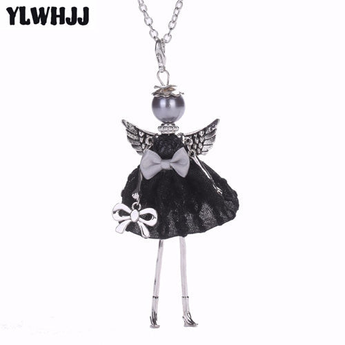 YLWHJJ new women doll cute black long necklaces & pendant dress baby girls maxi necklace brand fashion statement jewelry