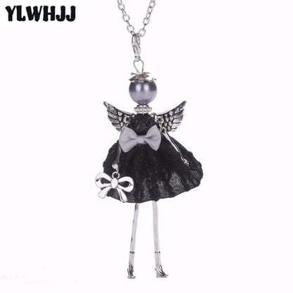 YLWHJJ new women doll cute black long necklaces & pendant dress baby girls maxi necklace brand fashion statement jewelry