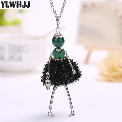 YLWHJJ new women doll cute black long necklaces & pendant dress baby girls maxi necklace brand fashion statement jewelry