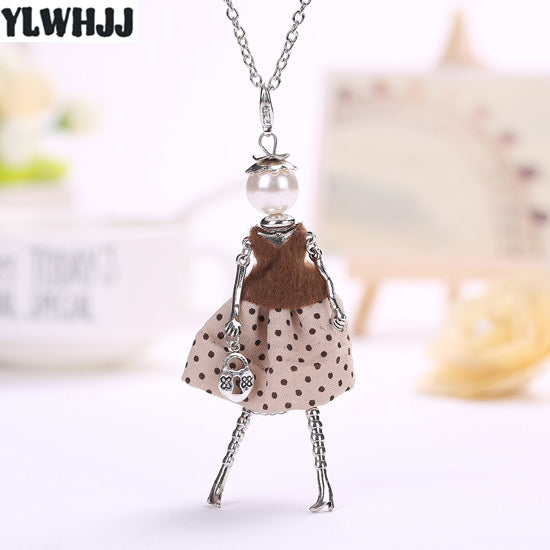 YLWHJJ new women doll cute black long necklaces & pendant dress baby girls maxi necklace brand fashion statement jewelry