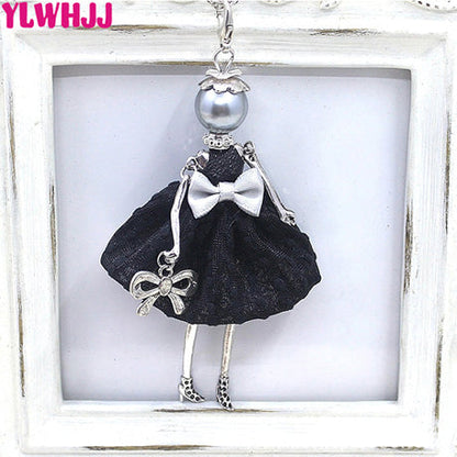 YLWHJJ new women doll cute black long necklaces & pendant dress baby girls maxi necklace brand fashion statement jewelry