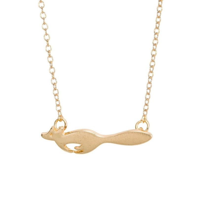 Shuangshuo Fashion Unique Cute Running Fox Pendant Necklaces for Women Animal Fox Long Chain Statement Necklace Party Gifts