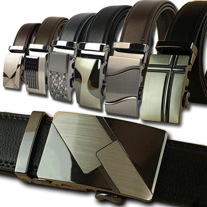 Men's Business Formal Genuine Leather Slide Buckle Belt