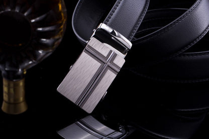 Men's Casual Genuine Leather Cross Slide Buckle