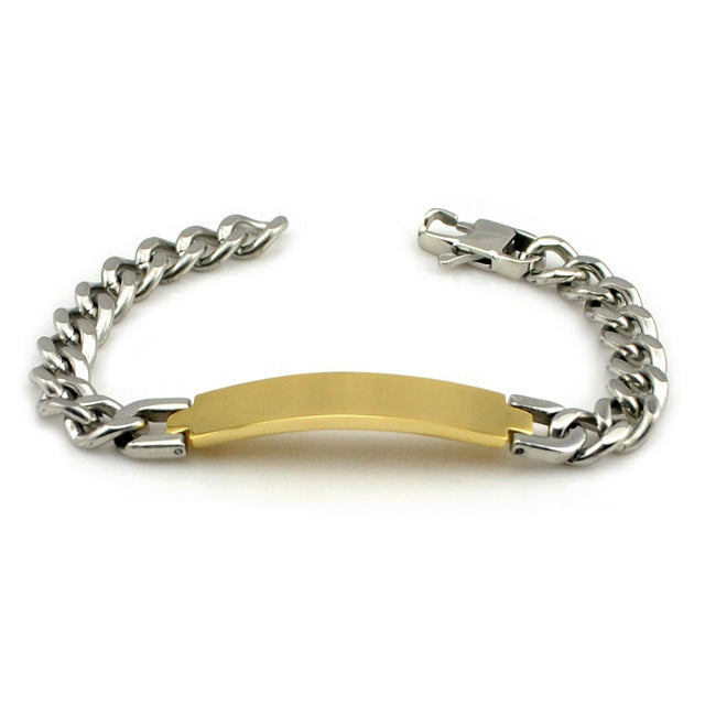 Dolaime Stainless Steel Bracelet Man,Fashion Link Chain Exquisite Jewelry ID Men Bracelet Cuff Punk Women Bijoux