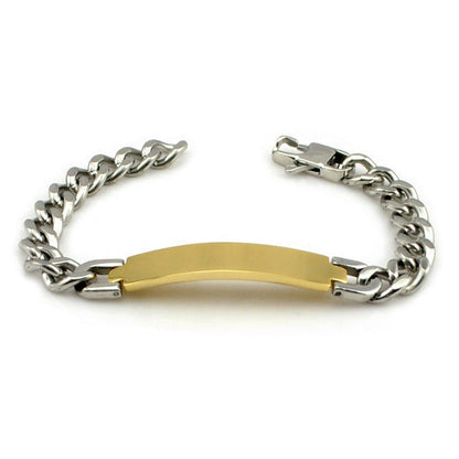 Dolaime Stainless Steel Bracelet Man,Fashion Link Chain Exquisite Jewelry ID Men Bracelet Cuff Punk Women Bijoux