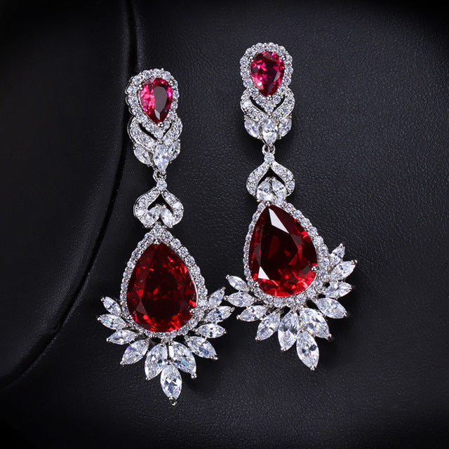 CWWZircons Elegent Evening Dinner Part Wedding Jewelry Luxury Long CZ Crystal Big Drop Dangle Earrings For Brides CZ055