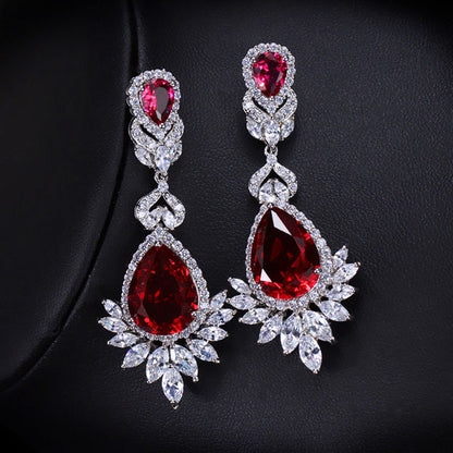 CWWZircons Elegent Evening Dinner Part Wedding Jewelry Luxury Long CZ Crystal Big Drop Dangle Earrings For Brides CZ055