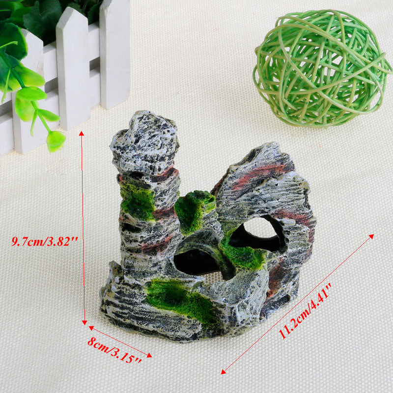 New 1PC Mountain View Aquarium Decoration Moss Tree House Resin Cave Fish Tank Ornament Decor Landscap Decorative