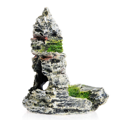 New 1PC Mountain View Aquarium Decoration Moss Tree House Resin Cave Fish Tank Ornament Decor Landscap Decorative