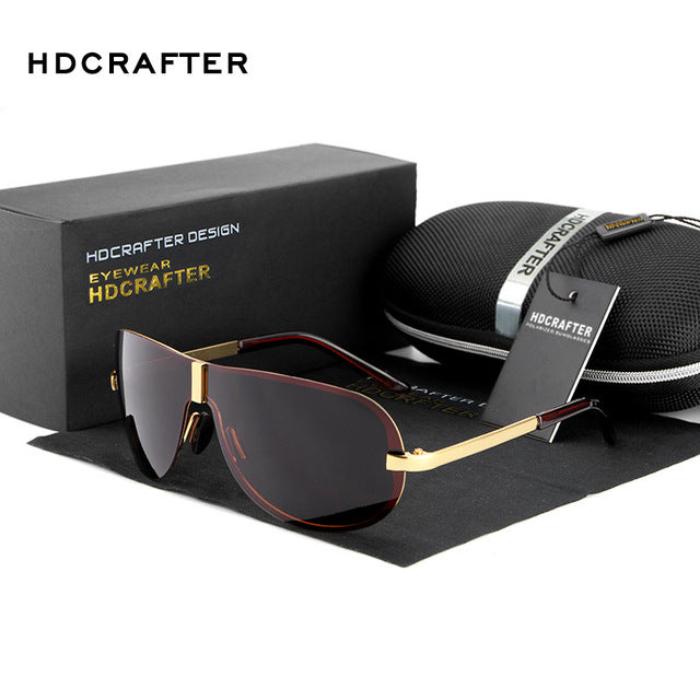 Mens Goggle Polarized Sunglasses Vintage Men Designer Conjoined Spectacle Lens Super Frame Uv400 Rimless Sunglasses Cool Glasses