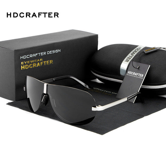 Mens Goggle Polarized Sunglasses Vintage Men Designer Conjoined Spectacle Lens Super Frame Uv400 Rimless Sunglasses Cool Glasses