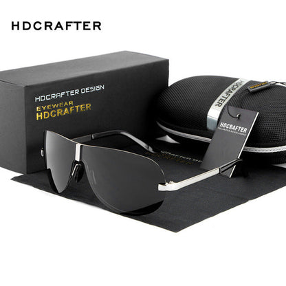 Mens Goggle Polarized Sunglasses Vintage Men Designer Conjoined Spectacle Lens Super Frame Uv400 Rimless Sunglasses Cool Glasses