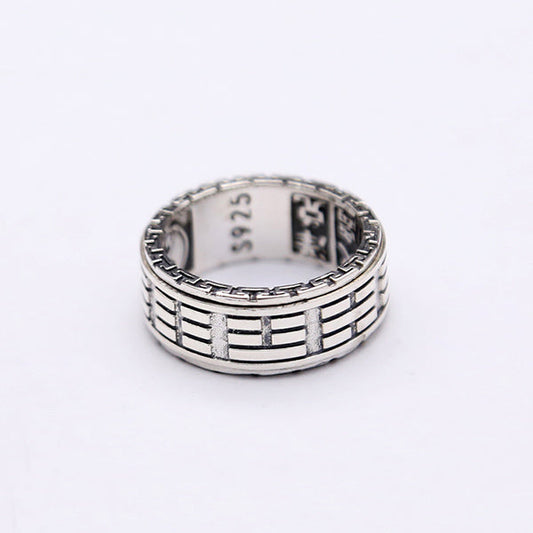 925 Sterling Silver Ring Men Jewelry Couple Gossip Turn Mantra engagement Ring Women Gift Vintage Fine Jewelry R7