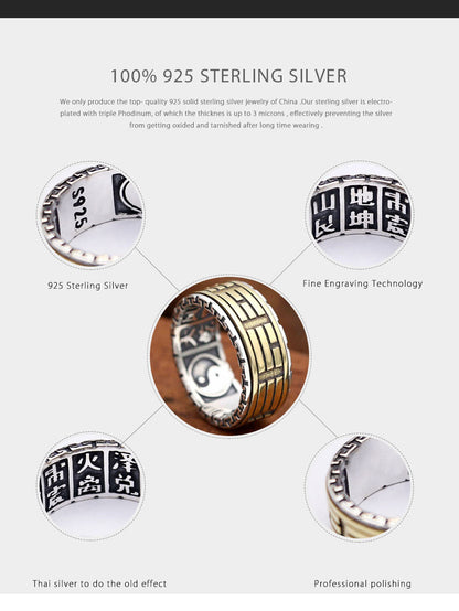 925 Sterling Silver Ring Men Jewelry Couple Gossip Turn Mantra engagement Ring Women Gift Vintage Fine Jewelry R7