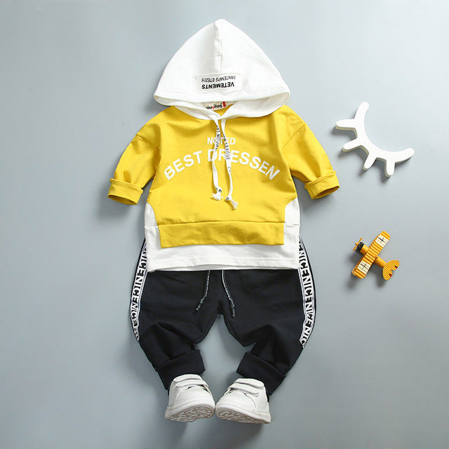 Baby Boy Girl Clothing Set High Qulity Cotton Kids Toddler Clothes Letter Hooded Suit For Boy Infant Long Sleeve 1-4Years Spring