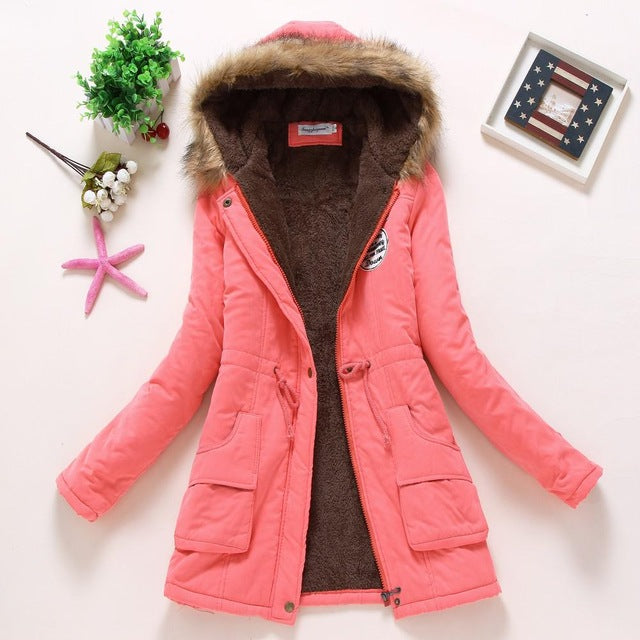 Women's Casual Warm Thick Hooded Parka Jacket