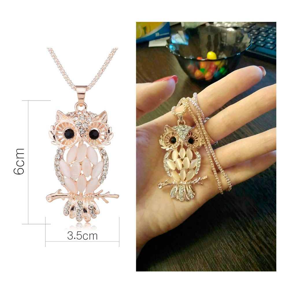 Stylish Gallant Sparkling Owl Crystal Charming Flossy Necklaces & Pendants Necklace For Women M099