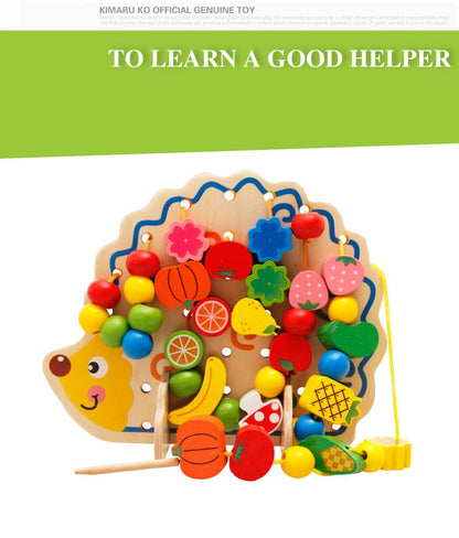 MIPOZOR Learning Education Wooden Puzzle Toys 82 Pcs Hedgehog Fruit Beads Montessori Oyuncak Educational Toy For Children