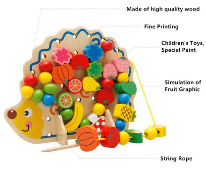 MIPOZOR Learning Education Wooden Puzzle Toys 82 Pcs Hedgehog Fruit Beads Montessori Oyuncak Educational Toy For Children