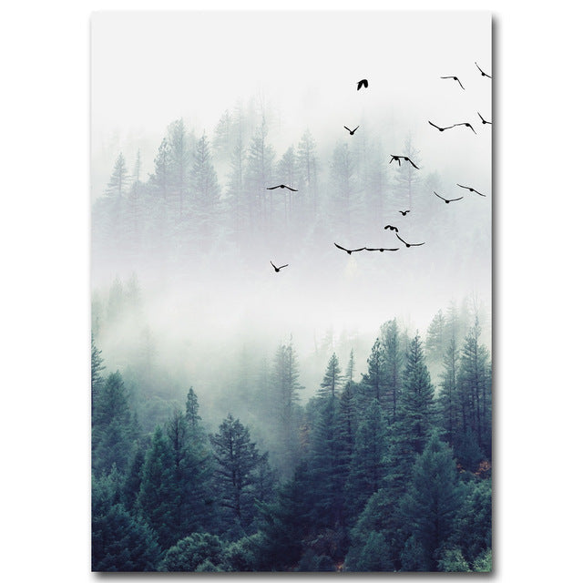 Nordic Forest Landscape Wall Decoration Art Canvas Print