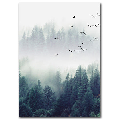 Nordic Forest Landscape Wall Decoration Art Canvas Print