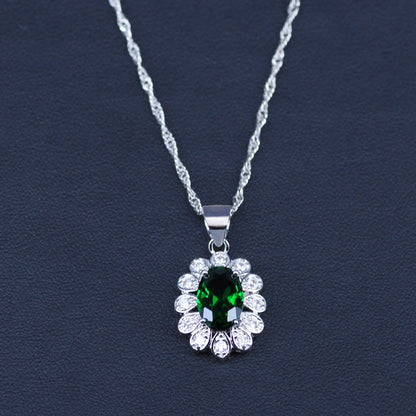 Dubai Style Green CZ White Austrian Crystal 925 Stamp Silver Color Jewelry Sets Earrings/Pendant/Necklace/Rings/Bracelets