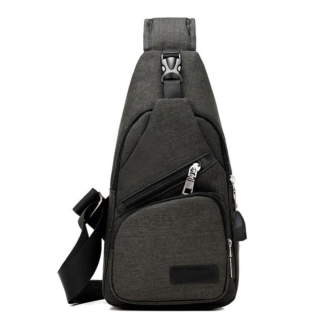 Anti-Theft USB Rechargeable Canvas Shoulder Backpack