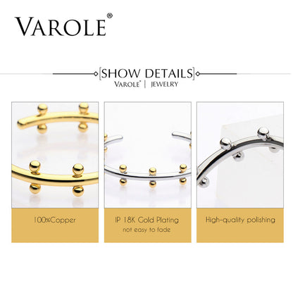 VAROLE Noeud Armband Gold Color Bracelet Manchette Bangles Metal Beads Cuff Bracelets & Bangle For Women Jewelry Pulseiras