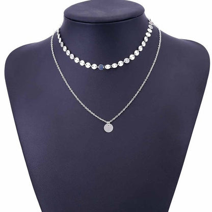 KISS WIFE New Fashion Gold Coin Layered Necklace Set For Women Charm Choker Necklace