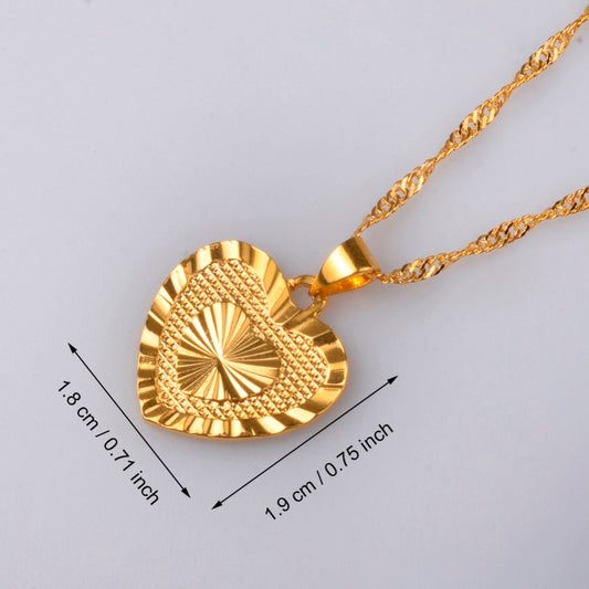 Anniyo 1.8cm Heart Pendant and Necklaces Romantic Jewelry Gold Color for Womens,Wedding gift,Girlfriend Wife Gifts #006110