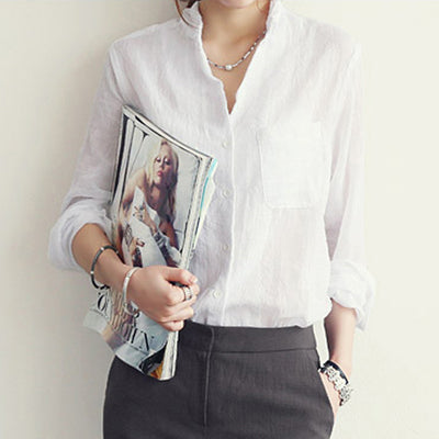 Women's Long Sleeve Chemise Femme Blouse