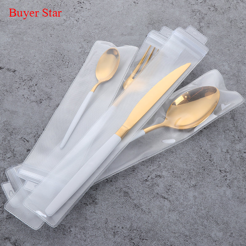 Dinnerware 24PCS/Set Stainless Steel Cutlery Black Dinner Knife Fork Scoops Set Home Kitchen Dinnerware Set Gift for Christmas