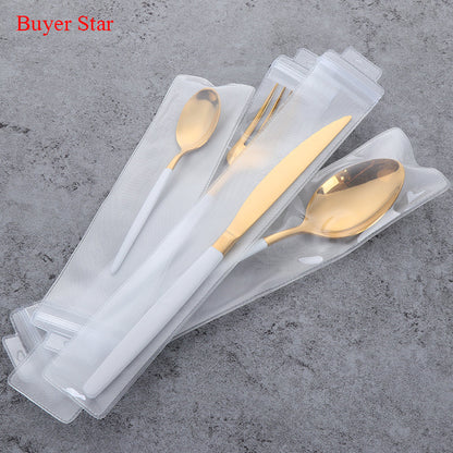 Dinnerware 24PCS/Set Stainless Steel Cutlery Black Dinner Knife Fork Scoops Set Home Kitchen Dinnerware Set Gift for Christmas