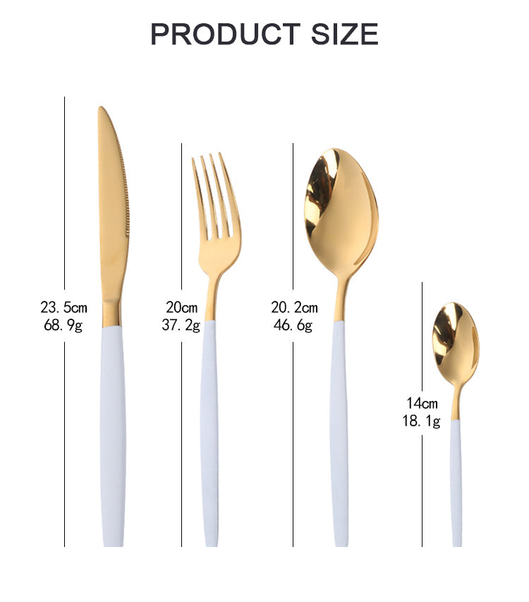 Dinnerware 24PCS/Set Stainless Steel Cutlery Black Dinner Knife Fork Scoops Set Home Kitchen Dinnerware Set Gift for Christmas