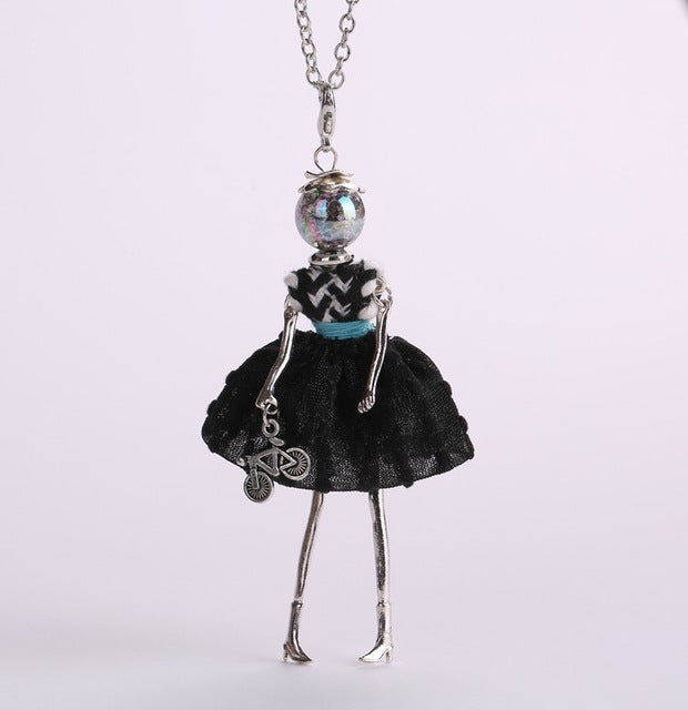 YLWHJJ new women doll cute black long necklaces & pendant dress baby girls maxi necklace brand fashion statement jewelry