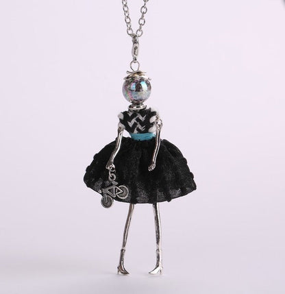 YLWHJJ new women doll cute black long necklaces & pendant dress baby girls maxi necklace brand fashion statement jewelry