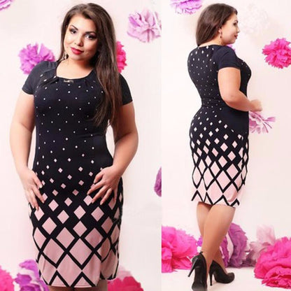 fashionable women dresses big size NEW plus size women clothing winter dress casual o-neck Plaid office bodycon Dress