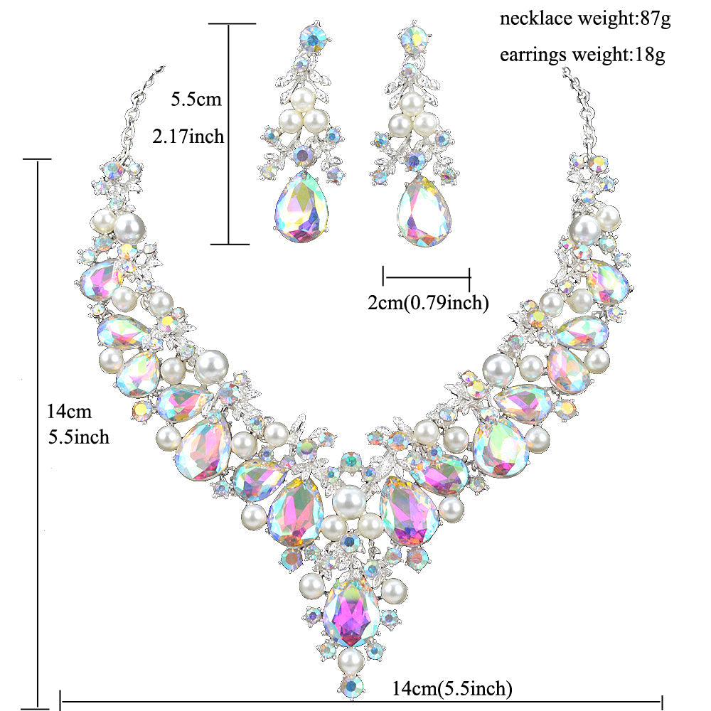 Delicate Shining AB crystal and pearl Jewelry sets For women wedding Dress