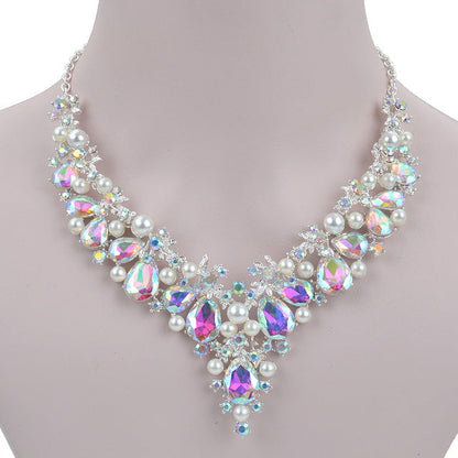 Delicate Shining AB crystal and pearl Jewelry sets For women wedding Dress