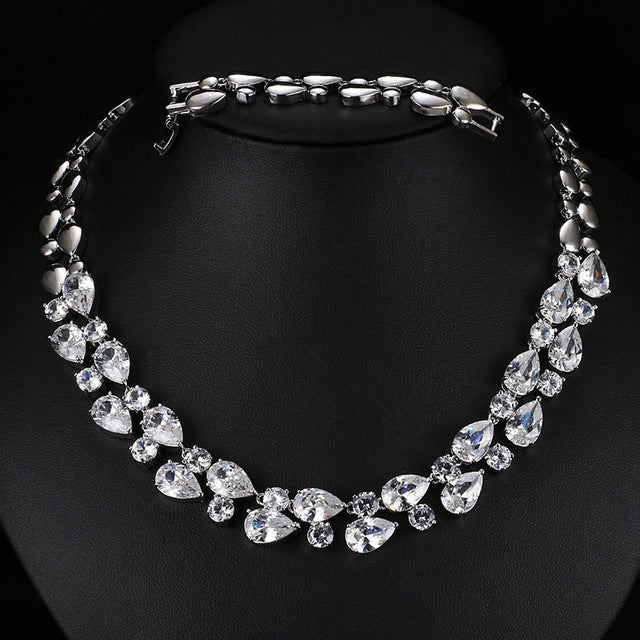 Mona Lisa Blue Stone Necklaces & Pendants Multicolor AAA+ Cubic Zirconia Statement Necklace For Women Wedding Party AN028