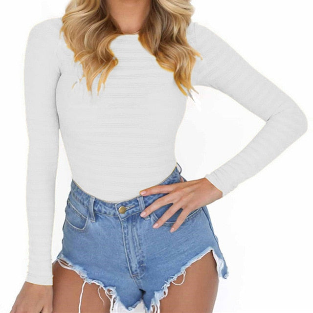 Autumn Bodycon Bodysuits Feminino Mujer   Stretchy Rompers Long Sleeve O Neck Women Body Winter Jumpsuit Top One Piece GV125