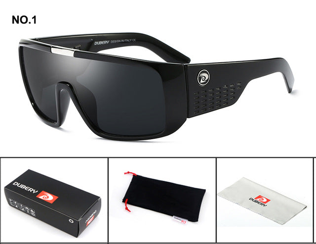 DUBERY Sunglasses  Men Sport Goggle Oversized Sun Glasses For Men Retro Frame Reflective Coating Brand Luxury Oculos UV400