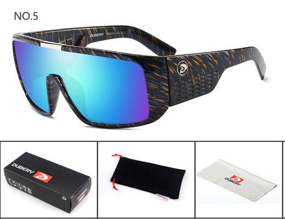 DUBERY Sunglasses  Men Sport Goggle Oversized Sun Glasses For Men Retro Frame Reflective Coating Brand Luxury Oculos UV400