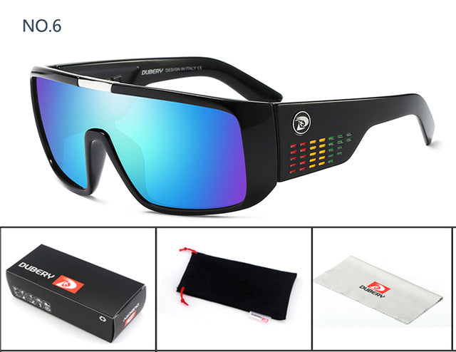 DUBERY Sunglasses  Men Sport Goggle Oversized Sun Glasses For Men Retro Frame Reflective Coating Brand Luxury Oculos UV400
