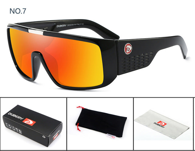 DUBERY Sunglasses  Men Sport Goggle Oversized Sun Glasses For Men Retro Frame Reflective Coating Brand Luxury Oculos UV400
