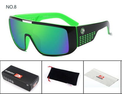 DUBERY Sunglasses  Men Sport Goggle Oversized Sun Glasses For Men Retro Frame Reflective Coating Brand Luxury Oculos UV400